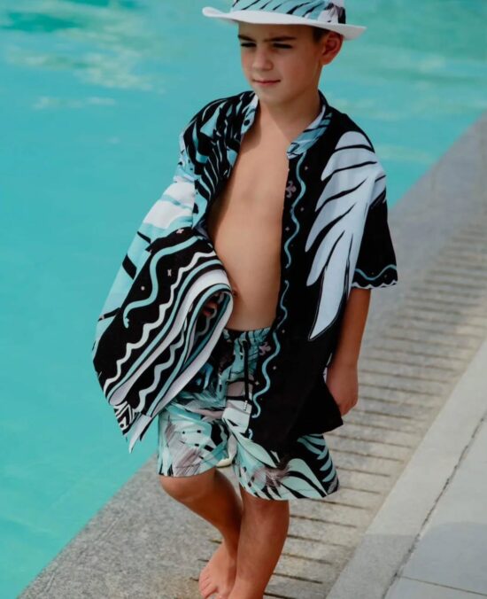 Πουκάμισο allover print tropical mint