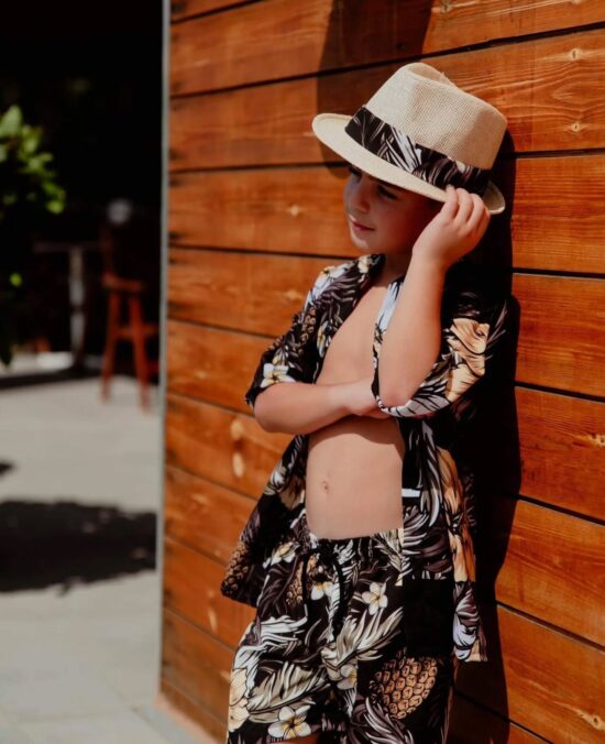 Μαγιό βερμούδα allover print black hawai