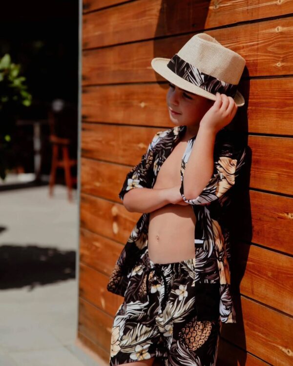 Μαγιό βερμούδα allover print black hawai