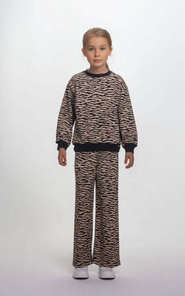 Πλεκτο Σετ με παντελόνι "Animal print" καφέ