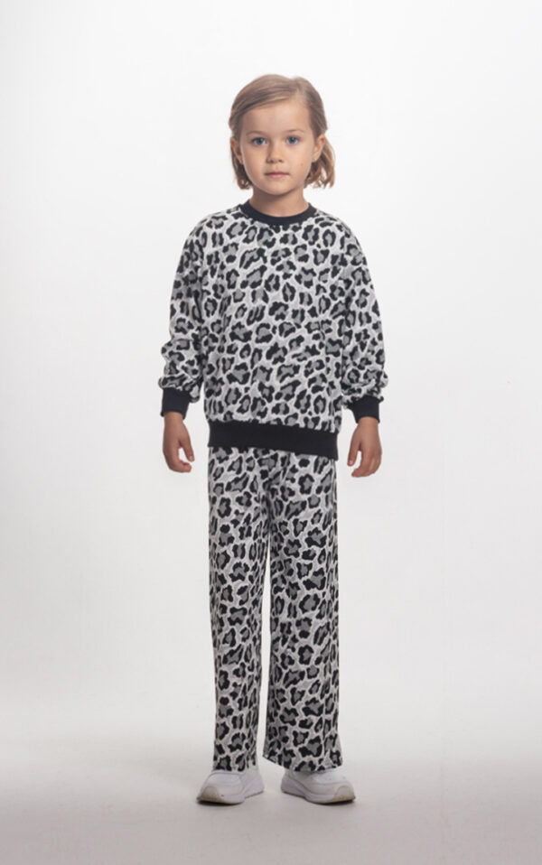 Πλεκτο Σετ με παντελόνι "Animal print" γκρι